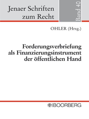 cover image of Forderungsverbriefung als Finanzierungsinstrument der öffentlichen Hand